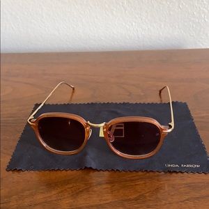 NWOT Linda Farrow Luxe Sunnies Brown and Gold